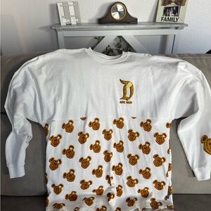 Disney White and Gold Women's Jersey Top